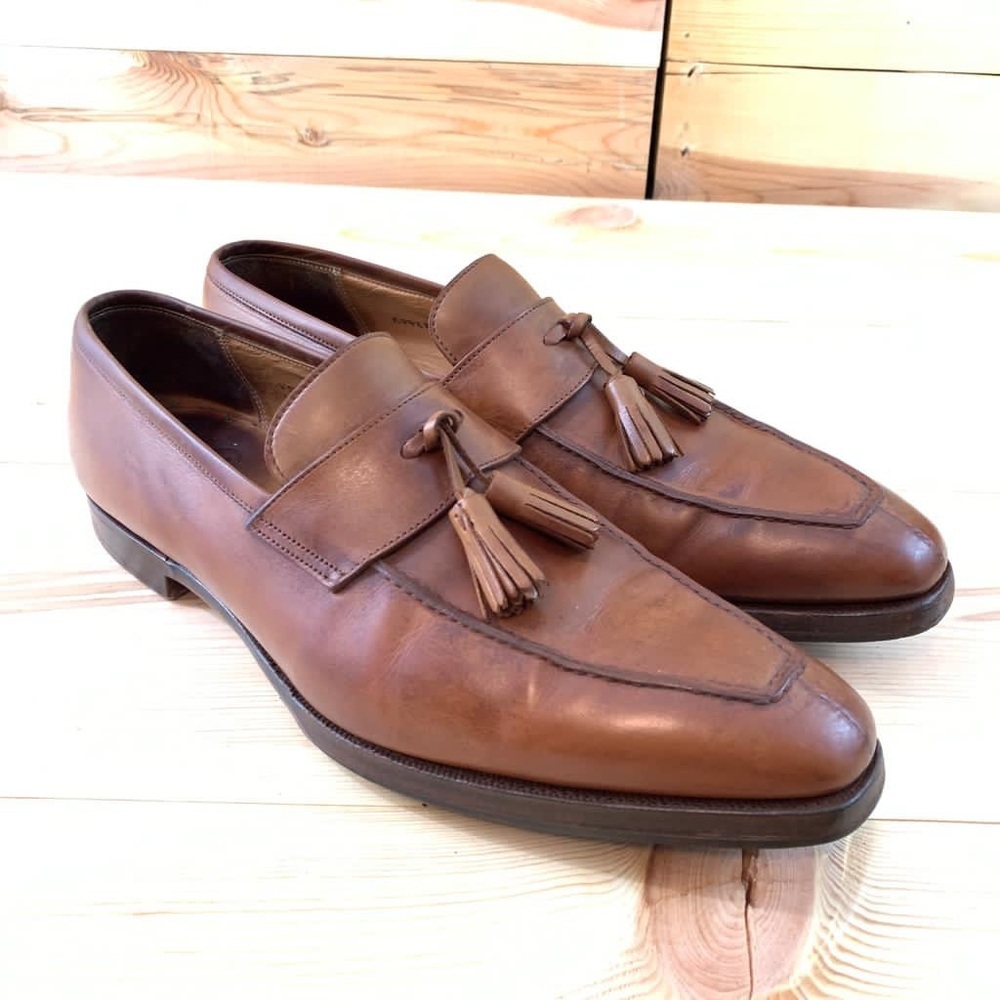 Crockett & Jones Hatton tan cognac tassel loafers